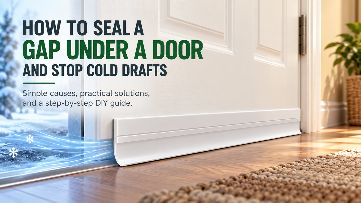 Door bottom seal installed to help close a gap beneath an entry door