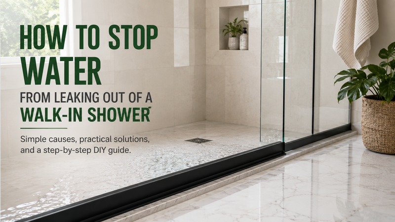 Silicone water barrier installed at the entrance of a walk-in shower to help keep water inside