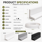 Silicone water splash guard with 78.7-inch length, 1.97-inch height and 1.18-inch base width for countertops and sink areas